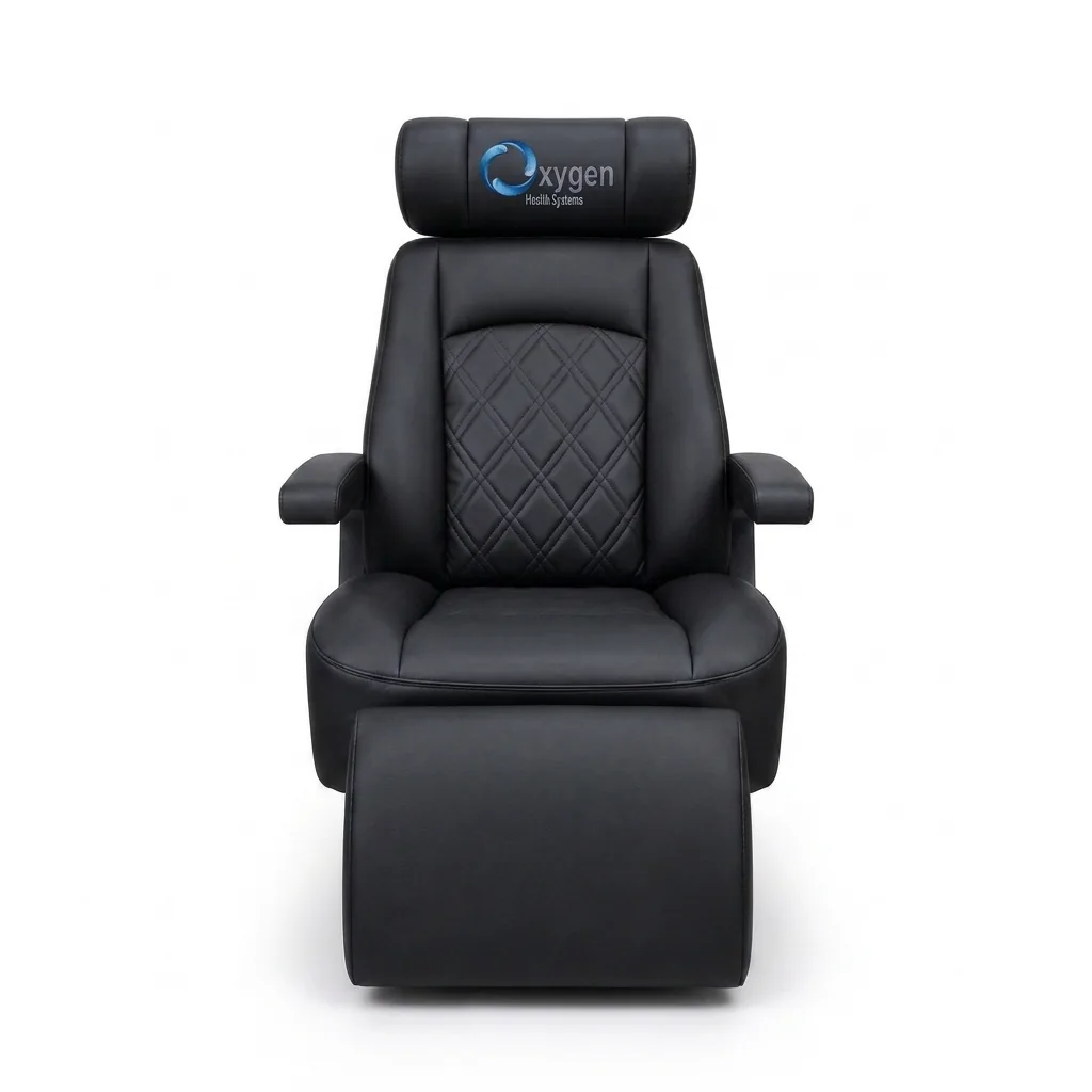 Black extended-footrest recliner for the Executive XLS-40 hyperbaric chamber